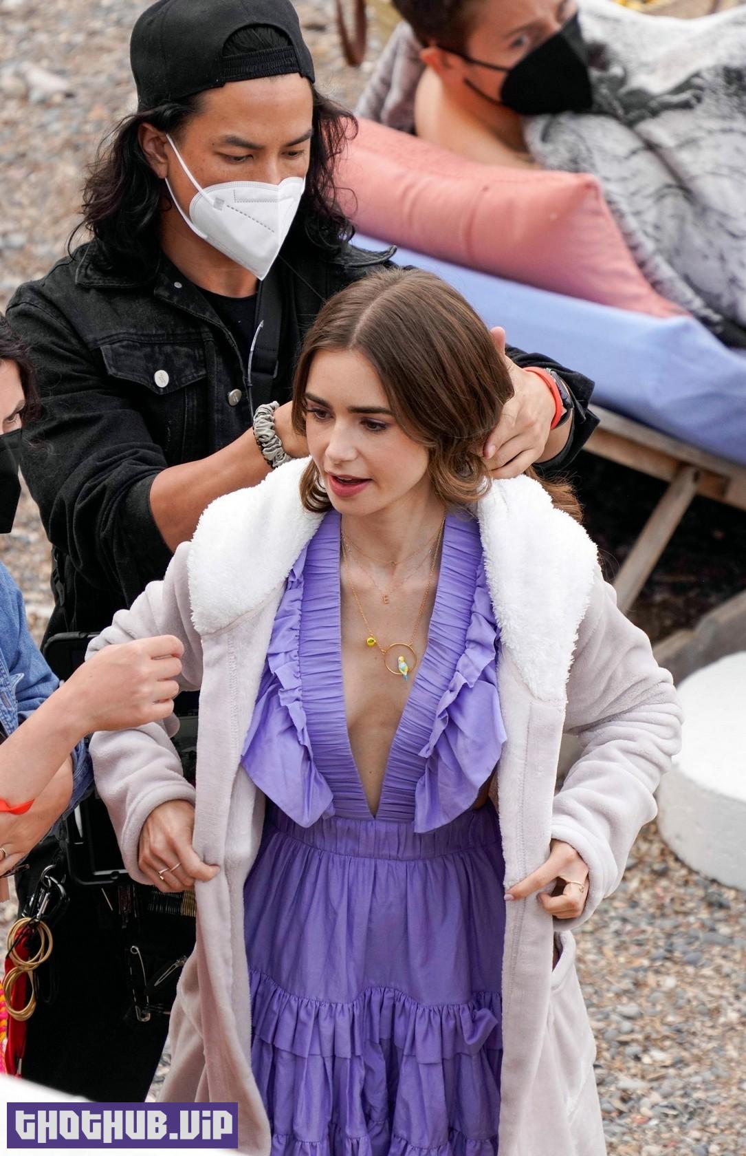 Lily Collins Deep Cleavage