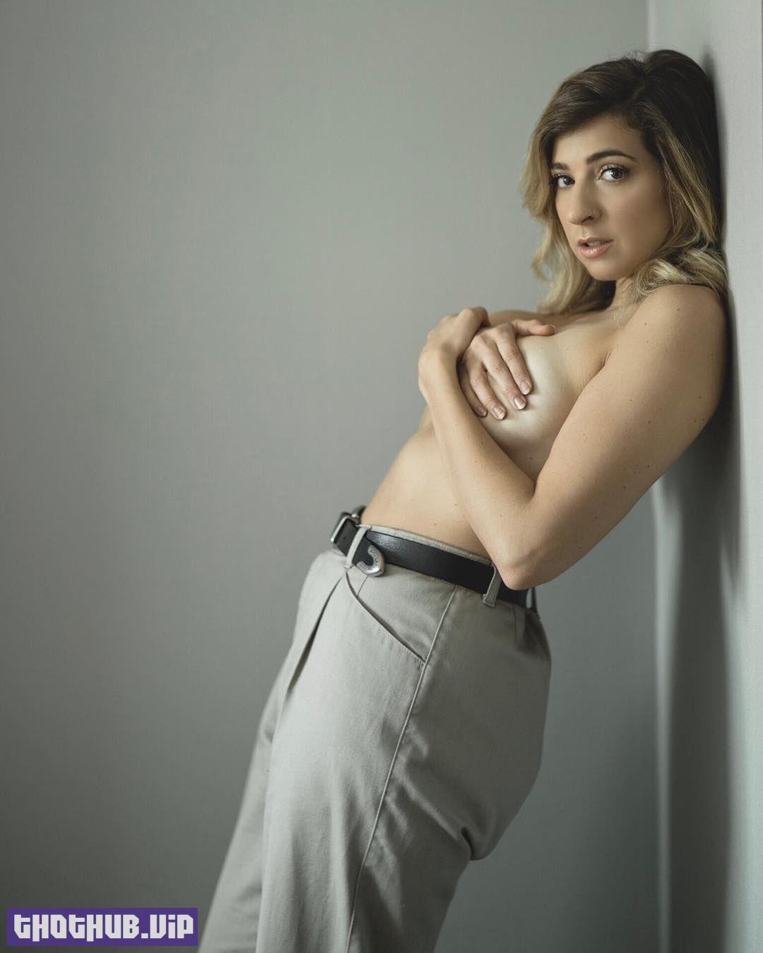 Gabbie Hanna posing Topless covering Boobs with hands