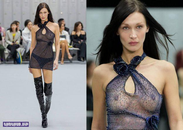 Bella Hadid Naked Tits At Pars Fashion Week 2022