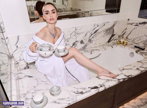 Lily Collins Sexy Leg and Tattoo