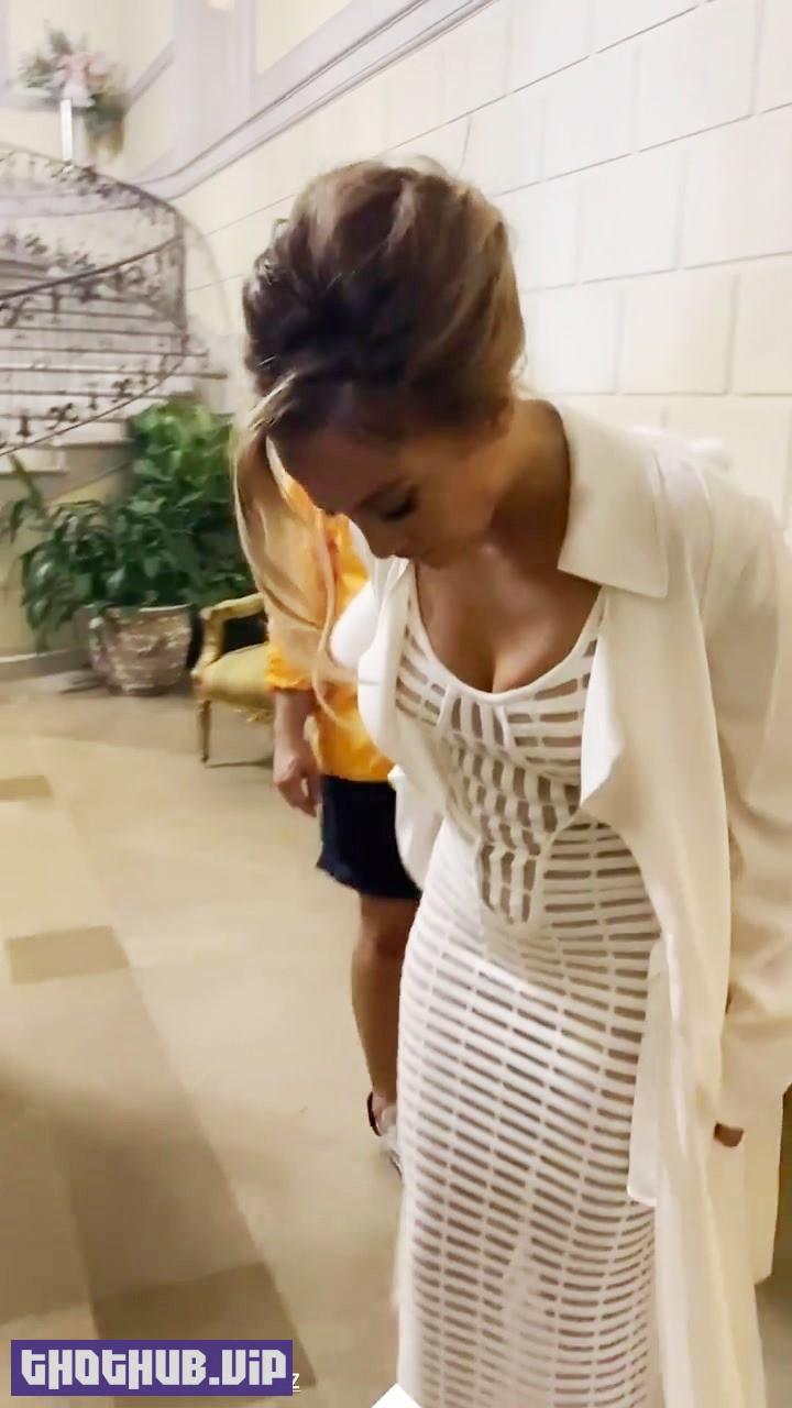 Jennifer Lopez Sexy With No Lingerie In A Sheer White Dress 