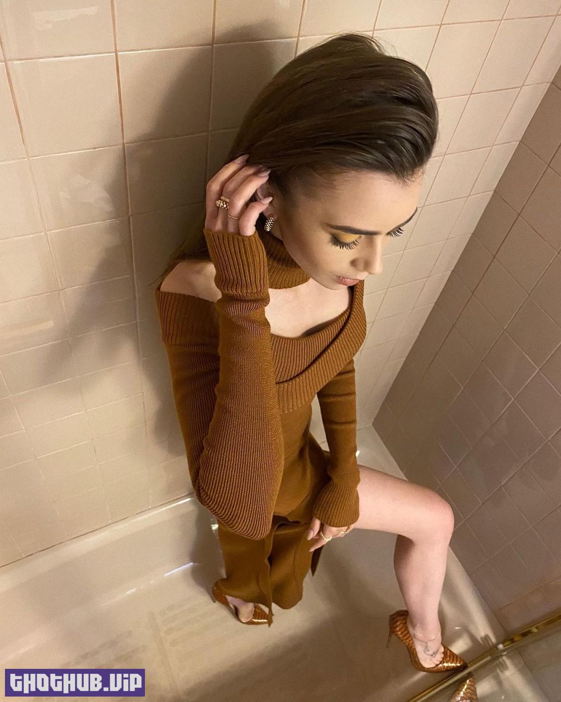 Lily Collins Revealing Dress