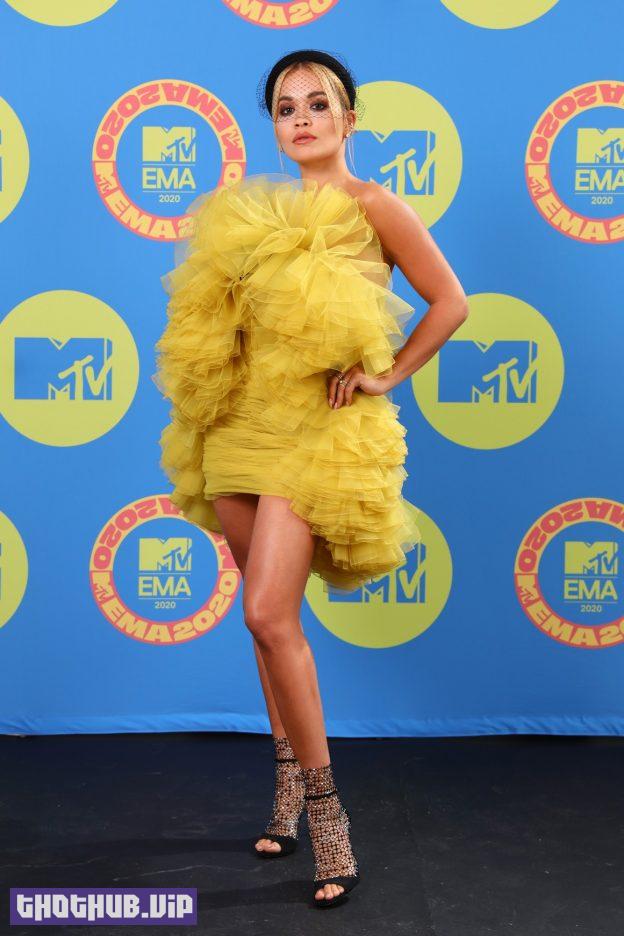 Rita Ora Sexy In Yellow Dress At MTV EMAs 2020